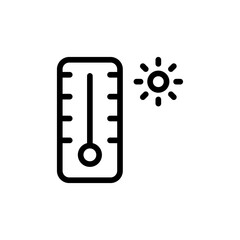 Thermometer measurement icon with black outline style. thermometer, hot, heat, temperature, scale, measurement, celsius. Vector Illustration