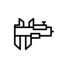 Vernier caliper measurement icon with black outline style. metal, equipment, measurement, tool, measure, precision, instrument. Vector Illustration