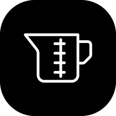 Beaker glass measurement icon with black filled line outline style. glass, beaker, lab, science, chemistry, flask, equipment. Vector Illustration