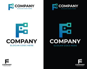 letter f technology logo