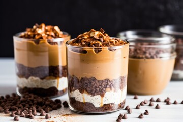 layered chocolate and peanut butter chia pudding