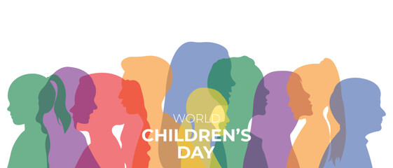 World Children's Day.Vector illustration with silhouettes of children and space for text.