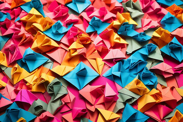 Colorful origami paper as abstract wallpaper background
