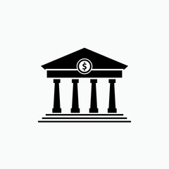 Bank Icon. Finance Building, Investment Board Symbol  - Vector.