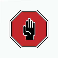 Hand Stop Icon. Prohibited Symbol for Entry  - Vector.