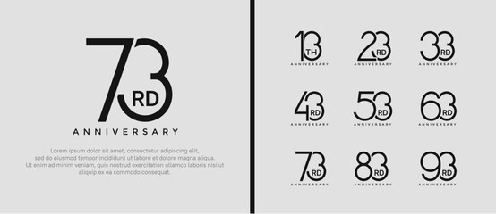 set of anniversary logo black color on white background for celebration moment
