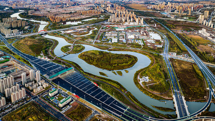 Architectural landscape of southern new town in Changchun, China