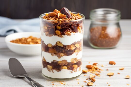 greek yogurt, flaxseeds and figs layered parfait