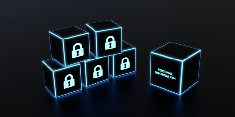 Safety concept: Personal Information on digital background. 3d illustration