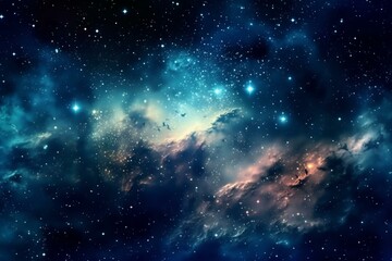 A beautiful night sky filled with shining stars and a background of galaxies. Generative AI - obrazy, fototapety, plakaty