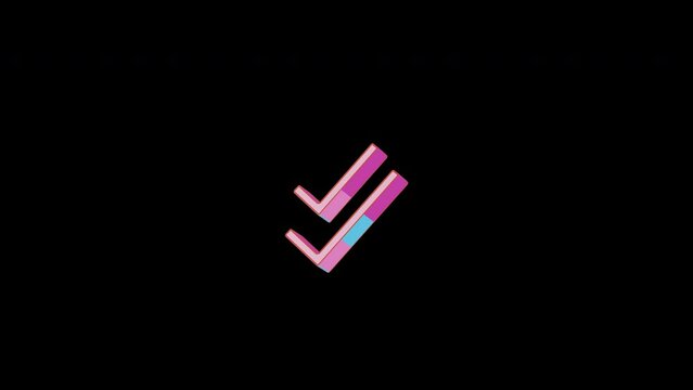 Bright check double icon is jumping merrily. Retro style. Alpha channel black. Looped from frame 120 to 240, Alpha BW at the end