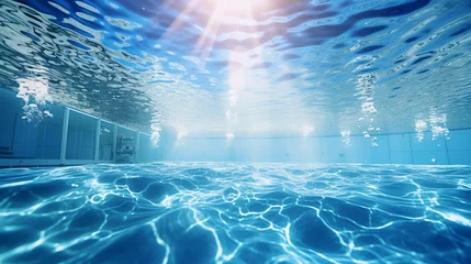 Foto op Plexiglas Under water at an pool, blue calm - Generative AI © seogi