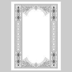 Islamic Book cover line art border frame