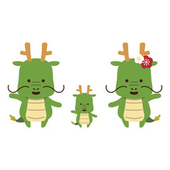 仲良しの辰の親子の素材