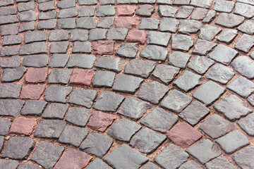 Stone pavement on the sidewalk as an abstract background. Texture