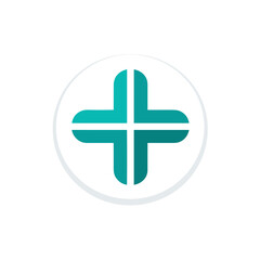 Obraz premium Health center teal filled gradient logo. Home healthcare. Medical device. Cross symbol. Design element. Created with artificial intelligence. Ai art for corporate branding, telemedicine company