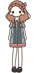 Cute and Kawaii girl cartoon character drawn