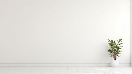interior blank white wall with no decor - Generative AI