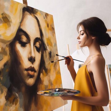 woman painting a picture