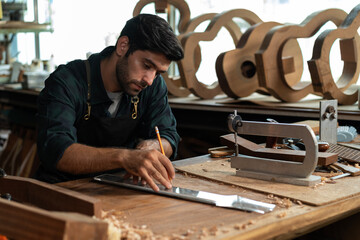 Guitar Luthier Drawing Fingerboard Shape with Acrylic Pattern