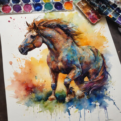 watercolor painting of a horse