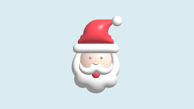Cute avatar Cartoon Santa Claus. Christmas Holidays 3d rendering illustration.