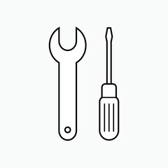 Wrench and Screwdriver Icon - Vector, Sign and Symbol for Design, Presentation, Website or Apps Elements.