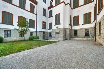 Historic building in worker village of Crespi d'Adda, Lombardy, Italy