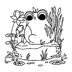 Frog Draw Coloring Page