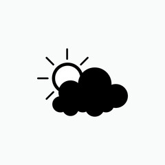 Cloudy Icon. Sun Behind Cloud. Forecast, Weather Symbol.