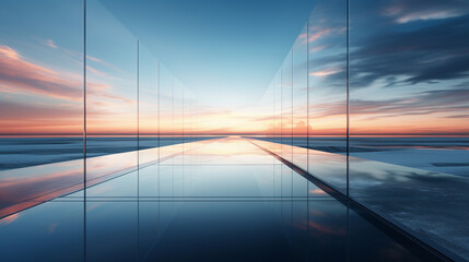 The Aesthetics of Reflection copy space, Horizon Sunrise - Generative AI