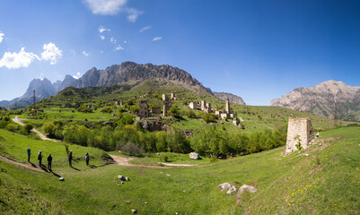 Fototapeta na wymiar Egikal complex of battle towers in Ingushetia