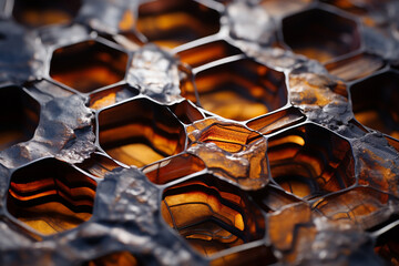 close-up shot of natural formations like a honeycomb or a sunflower, highlighting their inherent geometric patterns and spiritual significance.