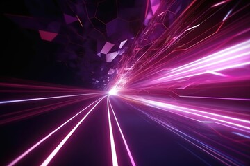 Abstract Speed ​​light beam travel and futuristic 3D background image. Futuristic, hi-tech, technology.