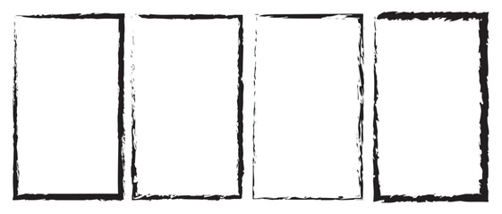 Chalk graphic elements. Grunge photo frames. Set of borders in grunge style. Vector set of hand drawn chalk frames, arrows, oval, grunge line, rectangle, strokes, stripes. 