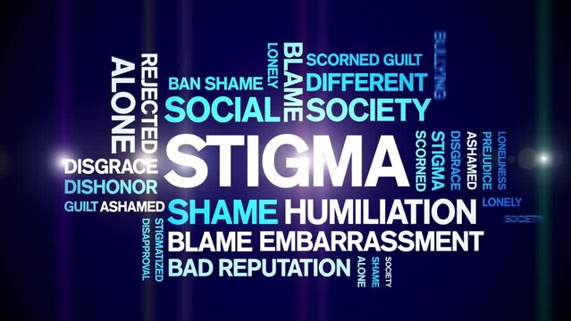Stigma animated tag word cloud;text design animation kinetic typography seamless loop.