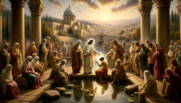 The Compassionate Ministry of Christ: Jesus Christ's Teachings, Healings and Performing Miracles Among the Poor and Blind in Jerusalem.