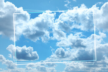 White frame and beautiful sky with clouds