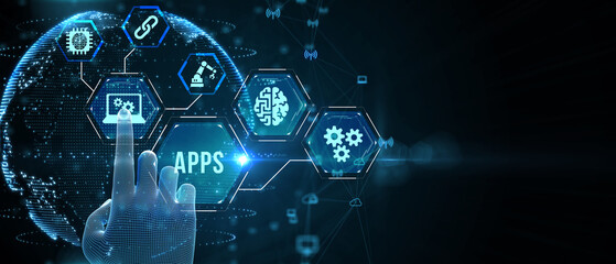 Business, Technology, Internet and network concept. APPS abbreviation. Modern technology concept. 3d illustration