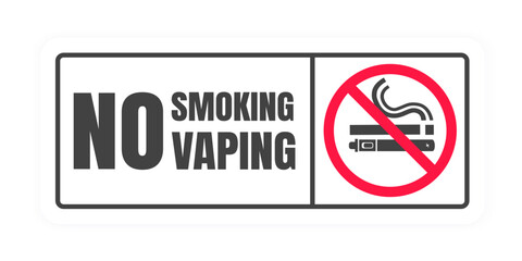 No smoking no vaping sign. Forbidden sign icon isolated on white background vector illustration. Cigarette, vape and smoke and in prohibition circle.