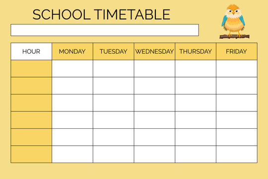 simple vector illustration example school timatable