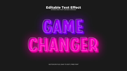 Obraz premium Black purple violet and pink game changer 3d editable text effect - font style
