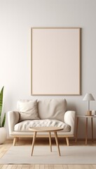  Minimalist Living Room Artist's Frame on Beige Rug