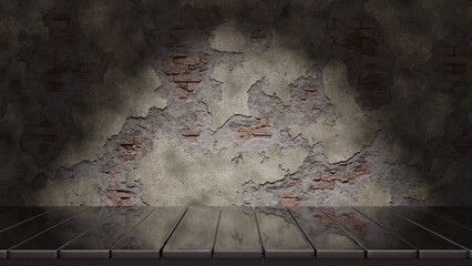 Brick wall red color on cement mortar. Brick background. 3d render