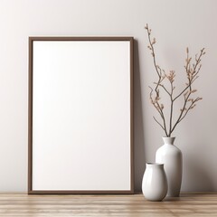 Blank Poster Frame and Empty Vase