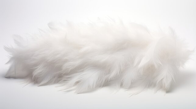 Soft feather details grace the surface of this pristine white background.