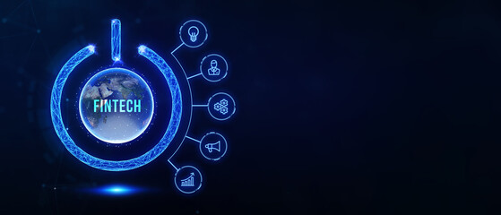 Fintech Financial technology digital money online banking business finance concept. 3d illustration