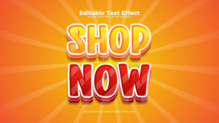 Yellow orange and red shop now 3d editable text effect - font style - obrazy, fototapety, plakaty