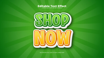 Yellow and green shop now 3d editable text effect - font style