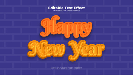 Blue and orange happy new year 3d editable text effect - font style